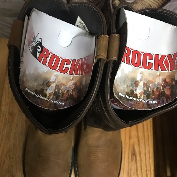 Leather western style Rocky mens boots, size 9 (never worn) - Picture 6 of 6